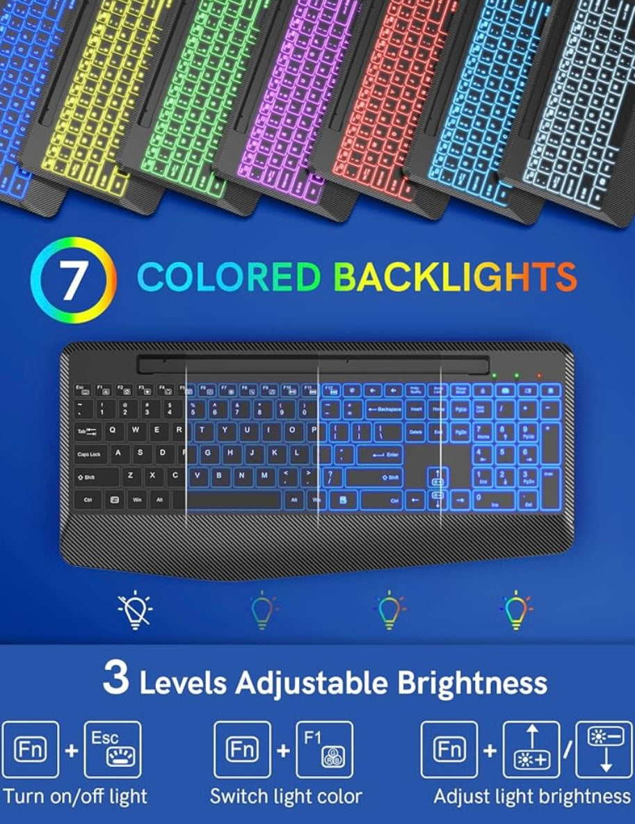 Trueque 7 color wireless backlit keyboard